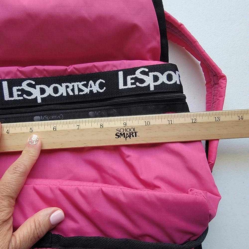 LeSportsac Backpack Pink Spell Out Logo Webbing Lightweight Nylon Bag